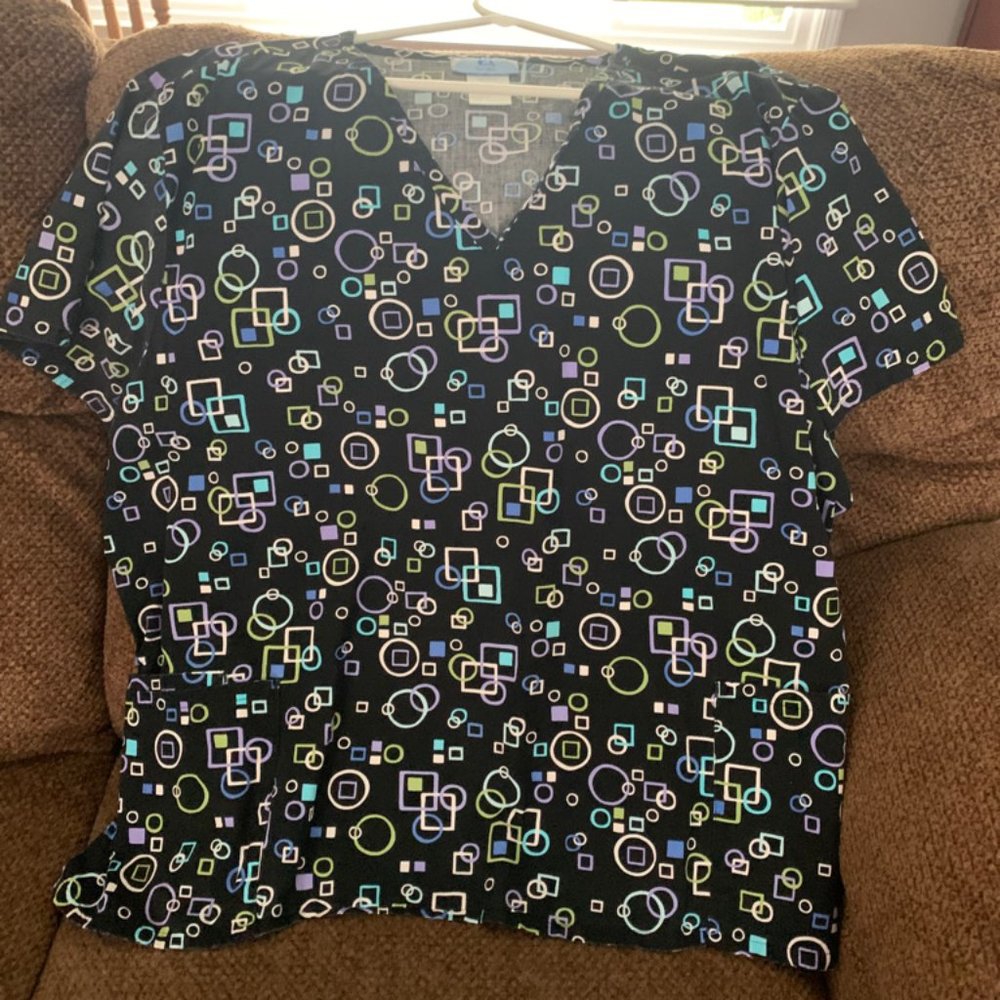 Black Deco Scrub Top